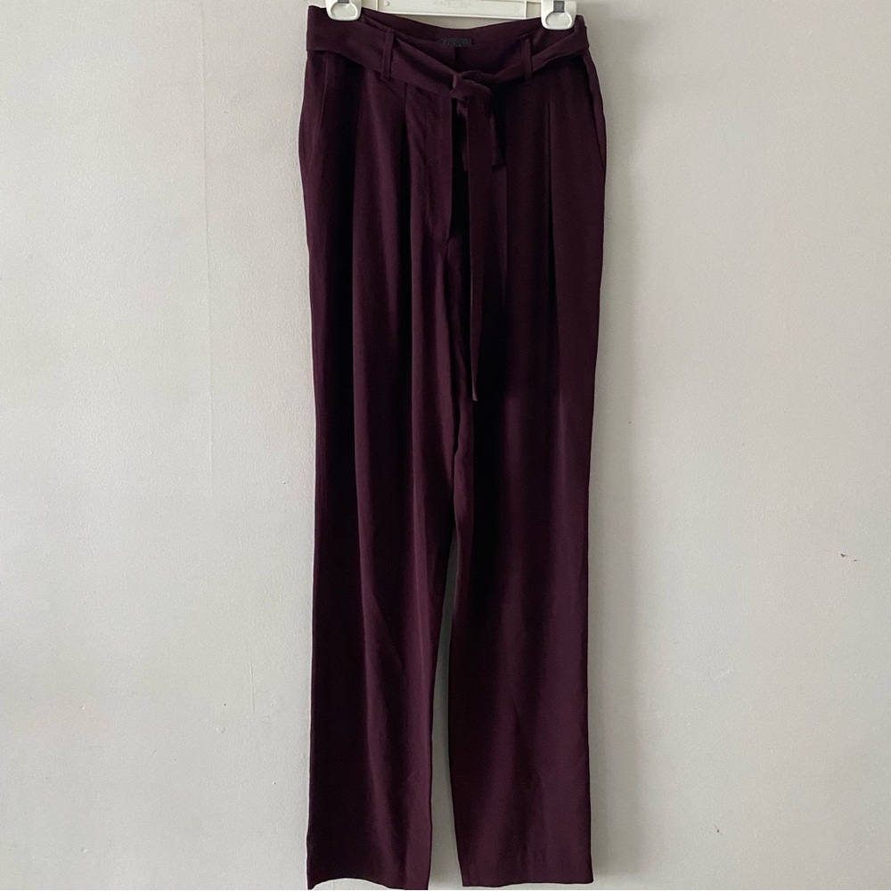 Babaton Rich Purple Burgandy Silk Crepe Pants